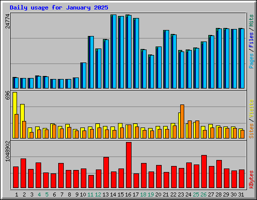 Daily usage for January 2025